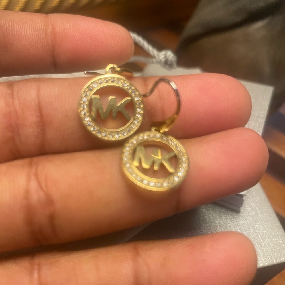 Michael Kors Gold-Tone Logo Earrings